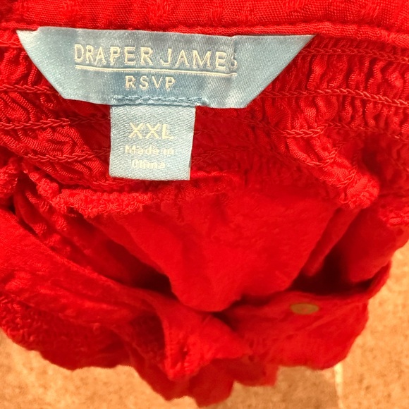 Draper James Bright Red Button-Up Blouse - Picture 5 of 6